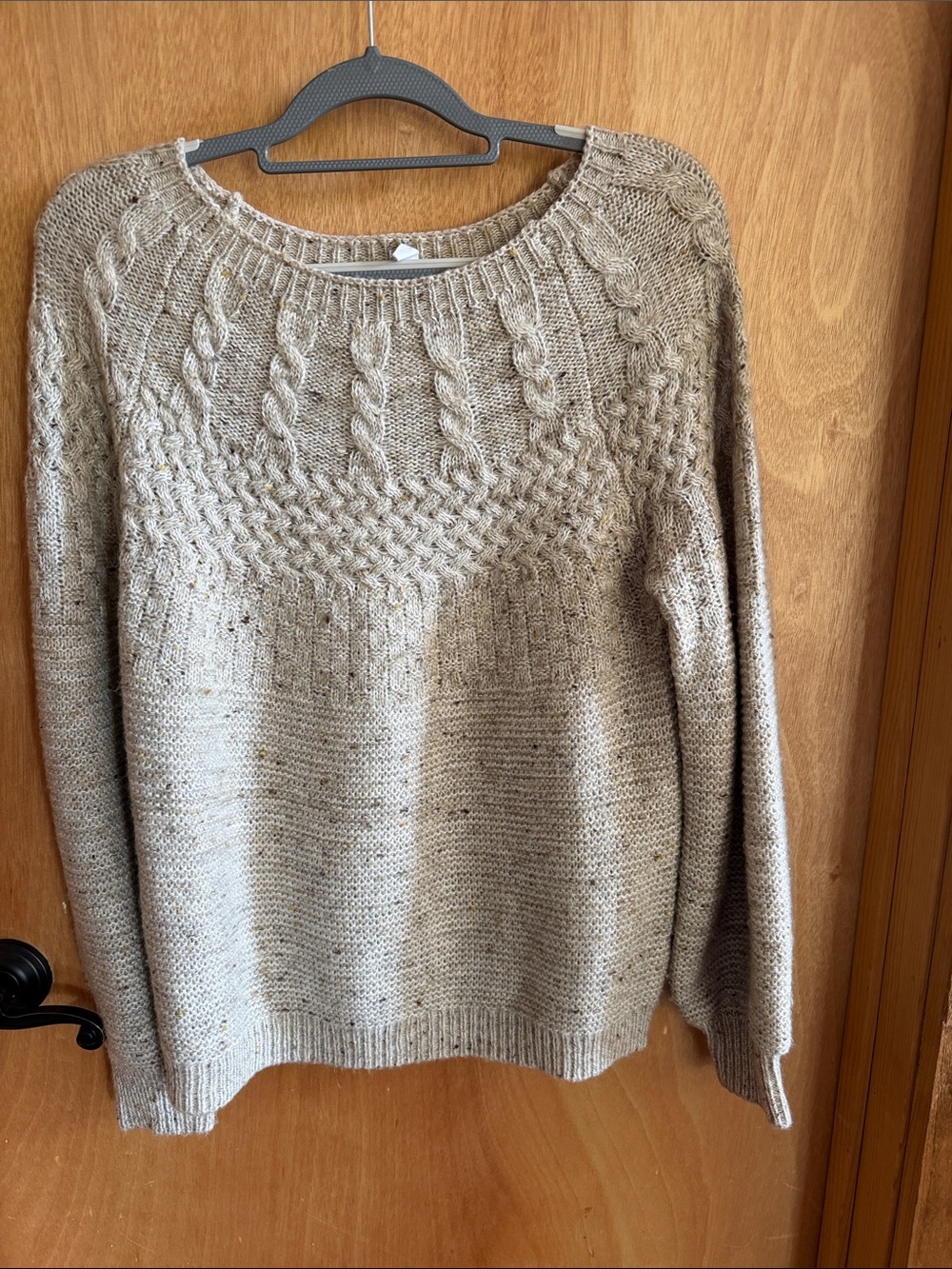 Neutral Cable Knit Scoop-Neck Sweater - Taupe